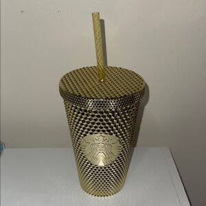 Starbucks Gold Tumbler with Straw